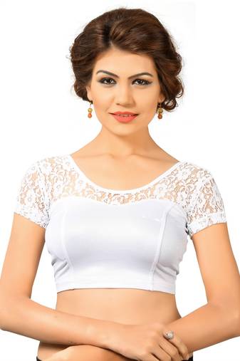 Silver Shimmer Plain Stitched Readymade Blouse