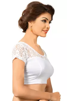 Silver Shimmer Plain Stitched Readymade Blouse