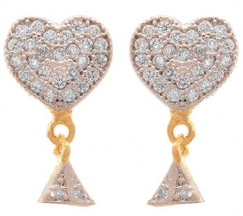 Fusion ethnic delicate cute heart shape american diamond designer earring for women and girls 1