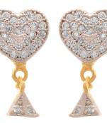 Fusion ethnic delicate cute heart shape american diamond designer earring for women and girls