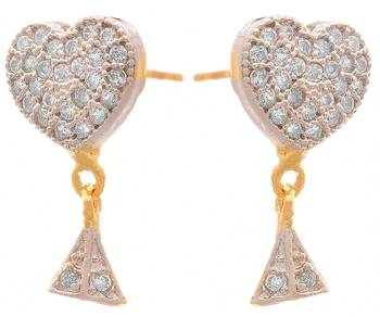 Fusion ethnic delicate cute heart shape american diamond designer earring for women and girls 4