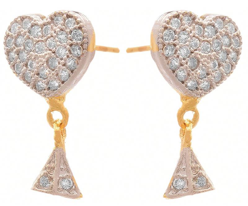Fusion ethnic delicate cute heart shape american diamond designer earring for women and girls