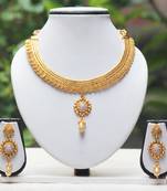 Attractive round shape white stone necklace set