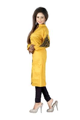 yellow printed cotton kurti 2
