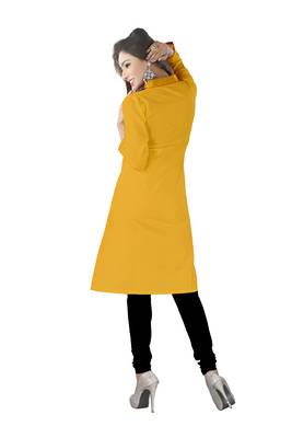 yellow printed cotton kurti 4