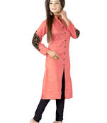 pink printed cotton kurti