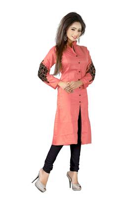 pink printed cotton kurti 2