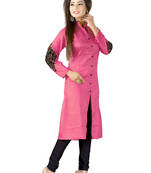 pink printed cotton kurti