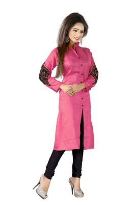 pink printed cotton kurti 2
