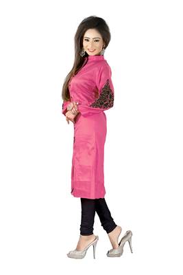 pink printed cotton kurti 3