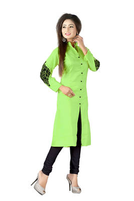 green printed georgette kurti 1