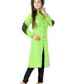 green printed georgette kurti