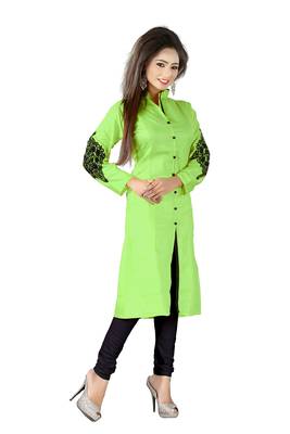 green printed georgette kurti 2