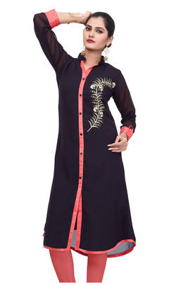 black printed rayon kurti 1