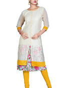 white printed cotton kurti