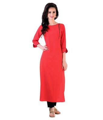 red printed crepe kurti 1