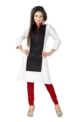 white printed crepe kurti 1