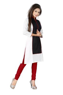 white printed crepe kurti 2