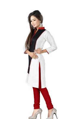 white printed crepe kurti 3