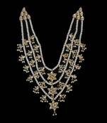 Kundan And Pearl Gold Plated Teen Lada Raani Haar Necklace