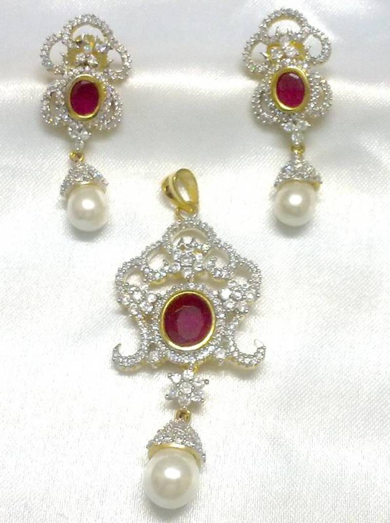 Shining Pearl & Sensuous CZ Ruby - 5 Colours