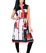 multicolor printed crepe stitched kurti