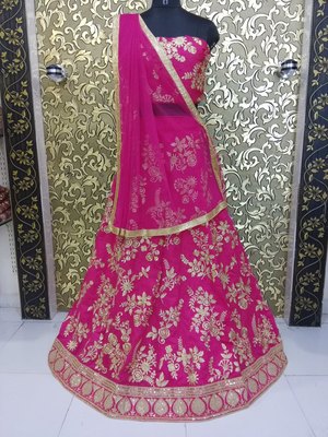 Multicolor Art Silk Unstitched Lehenga