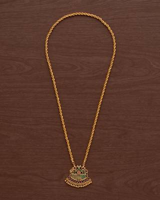 Rope chain necklace with peacock pendant green one gram gold 2