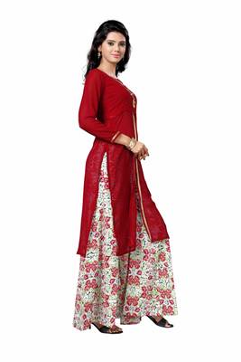 Styles Closet Red printed georgette semi stitched kurti 2
