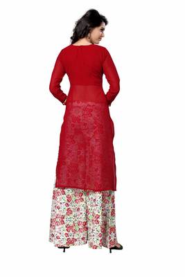Styles Closet Red printed georgette semi stitched kurti 3