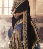 Black embroidered georgette saree with blouse