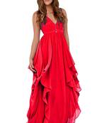 Red Georgette plain Goun