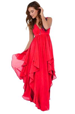 Red Georgette plain Goun 2