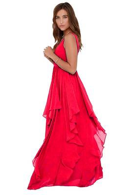 Red Georgette plain Goun 3