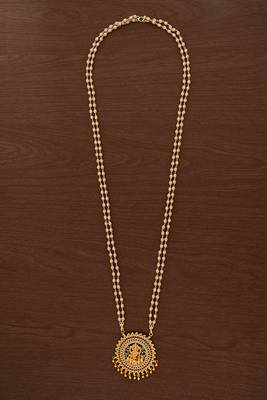 Off-white pearl necklace LONG with big laxmi pendant one gram gold 2