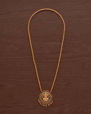 Golden rope chain MEDIUM length with big Laxmi pendant one gram gold 2
