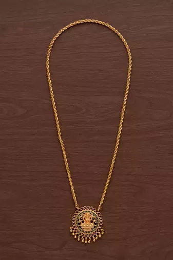 Golden rope chain MEDIUM length with big Laxmi pendant one gram gold