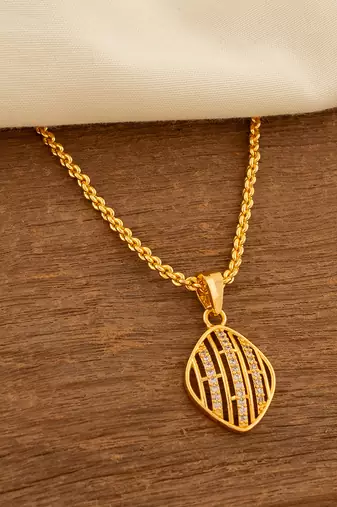 Short golden chain with diamond pendant one gram gold