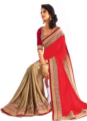 Red embroidered pure georgette saree With Blouse 1