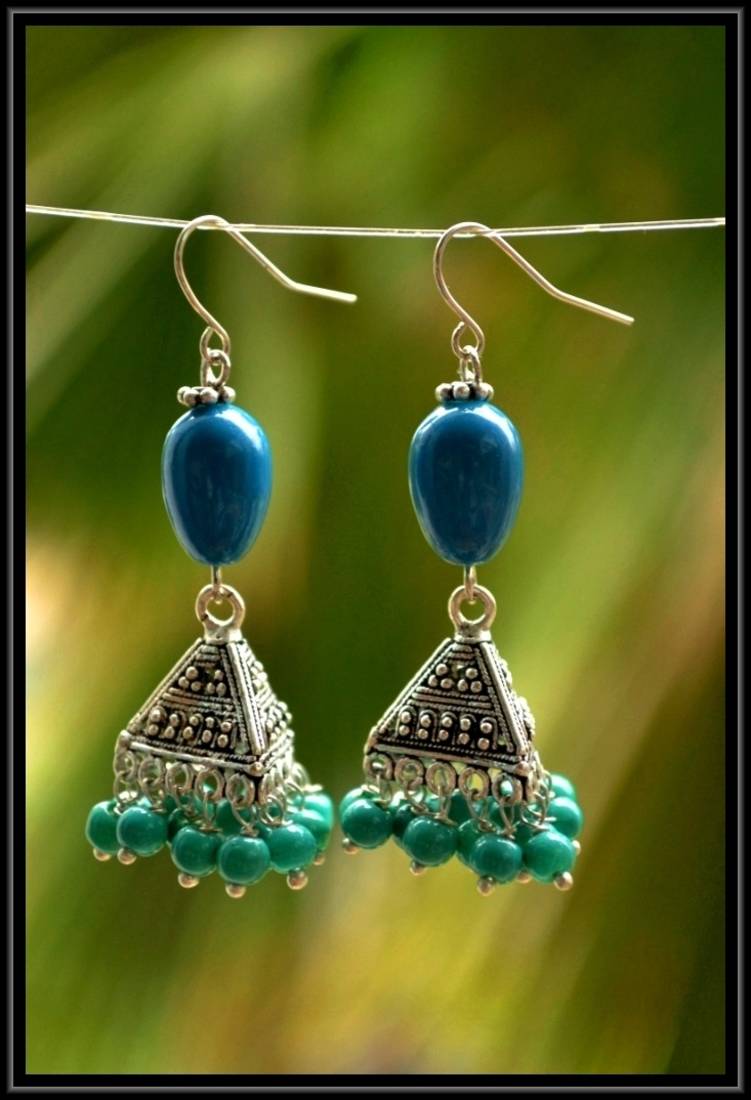 Multicolor metallic jhumkas