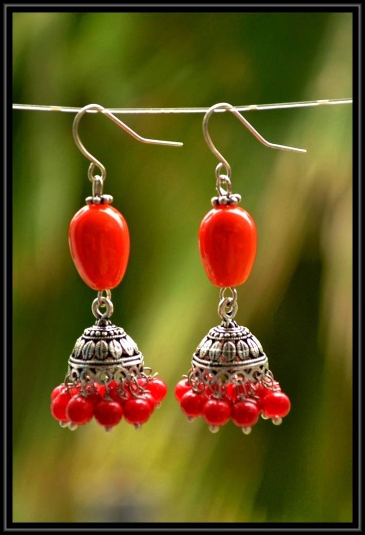 Multicolor metallic jhumkas