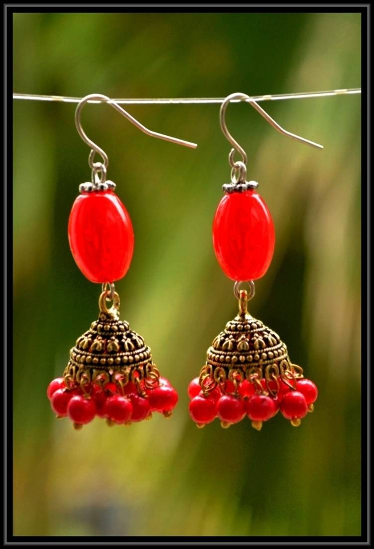 Multicolor metallic jhumkas