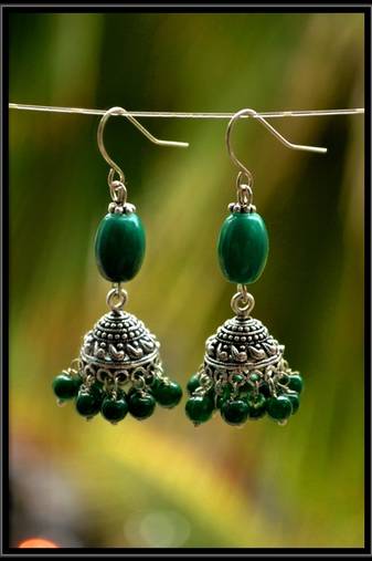 Multicolor metallic jhumkas