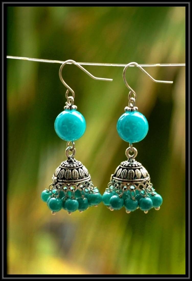 Multicolor metallic jhumkas