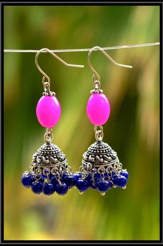 Multicolor metallic jhumkas