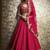 dark magenta embroidered art silk unstitched lehenga