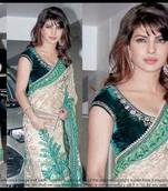 Priyanka chopra green beige saree