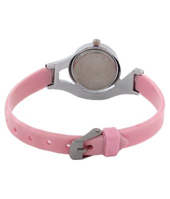 New Fashion pink color stylist women's wear rubber strap Quartz Wristwatch 2