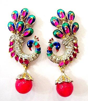 Beautiful Stone Studded Peacock Design Hangings In Victorian Style 1