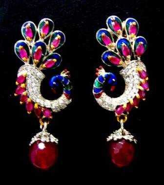 Beautiful Stone Studded Peacock Design Hangings In Victorian Style 2